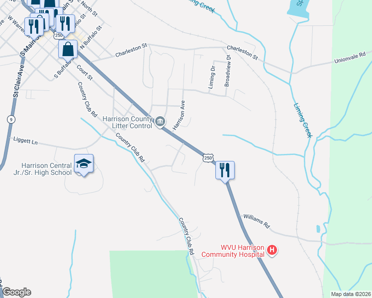 map of restaurants, bars, coffee shops, grocery stores, and more near 44401-47999 Gable Avenue in Cadiz