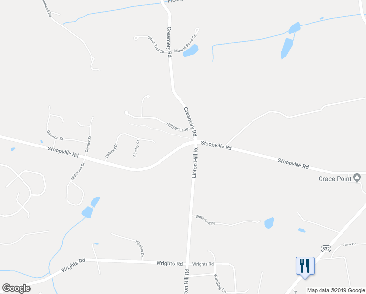 map of restaurants, bars, coffee shops, grocery stores, and more near 385 Stoopville Road in Newtown