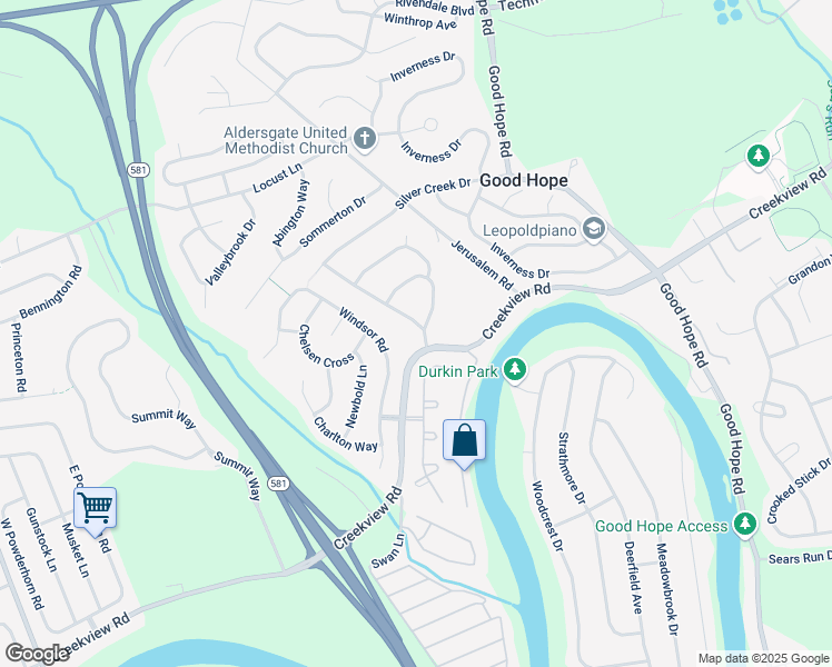 map of restaurants, bars, coffee shops, grocery stores, and more near 1001 Copper Creek Drive in Mechanicsburg