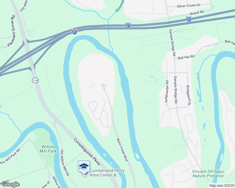 map of restaurants, bars, coffee shops, grocery stores, and more near 1400 Bent Creek Boulevard in Mechanicsburg