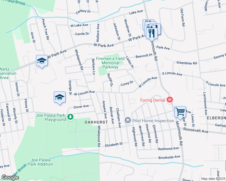 map of restaurants, bars, coffee shops, grocery stores, and more near 472 West Lincoln Avenue in Ocean Township