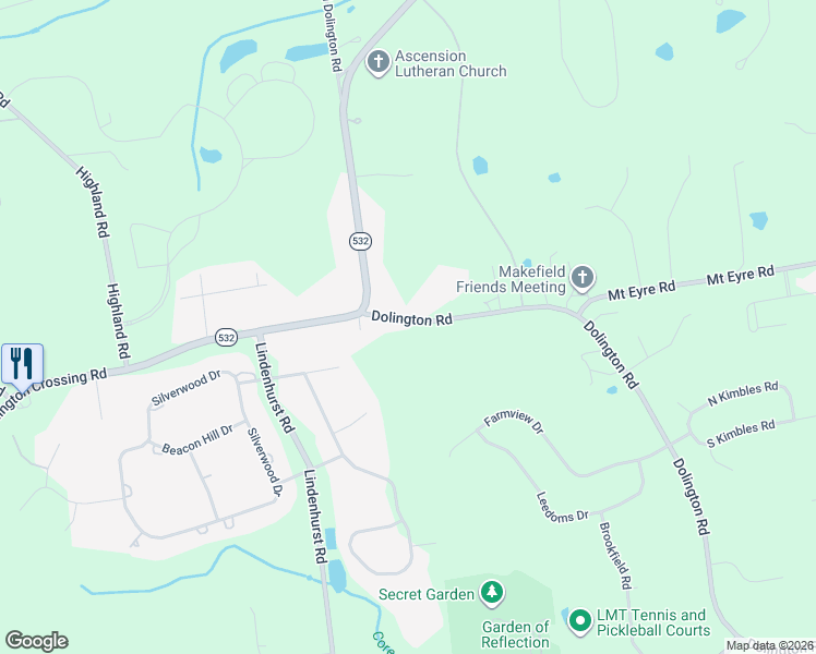 map of restaurants, bars, coffee shops, grocery stores, and more near 814 Dolington Road in Newtown