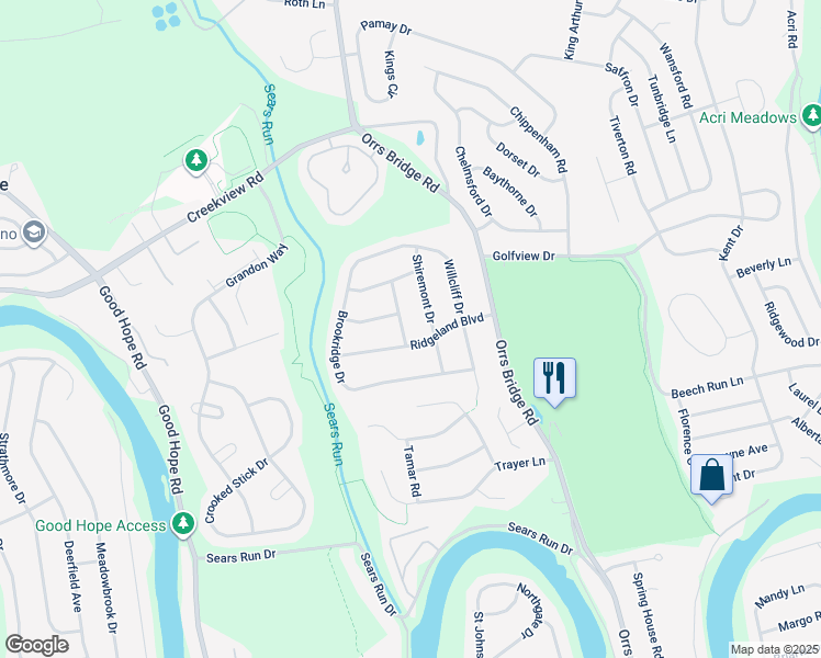 map of restaurants, bars, coffee shops, grocery stores, and more near 3917 Ridgeland Boulevard in Mechanicsburg