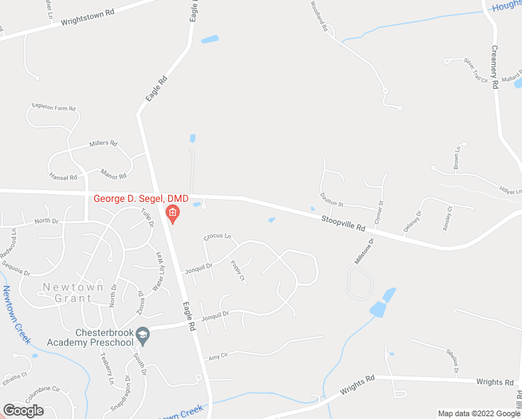 map of restaurants, bars, coffee shops, grocery stores, and more near 249 Stoopville Road in Newtown
