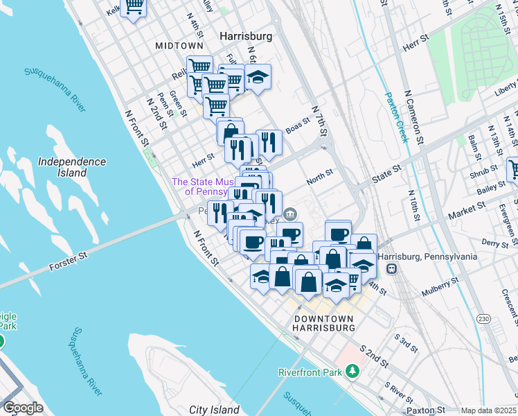 map of restaurants, bars, coffee shops, grocery stores, and more near in 