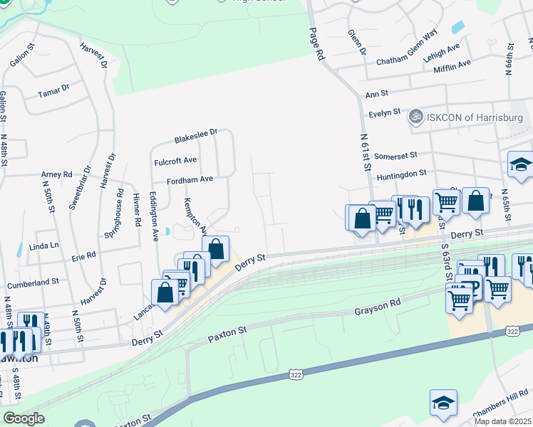 map of restaurants, bars, coffee shops, grocery stores, and more near 145 Lincoln Avenue in Harrisburg