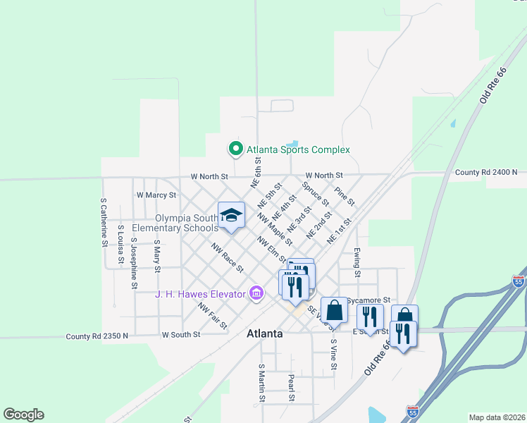 map of restaurants, bars, coffee shops, grocery stores, and more near 201-301 Northeast 4th Street in Atlanta