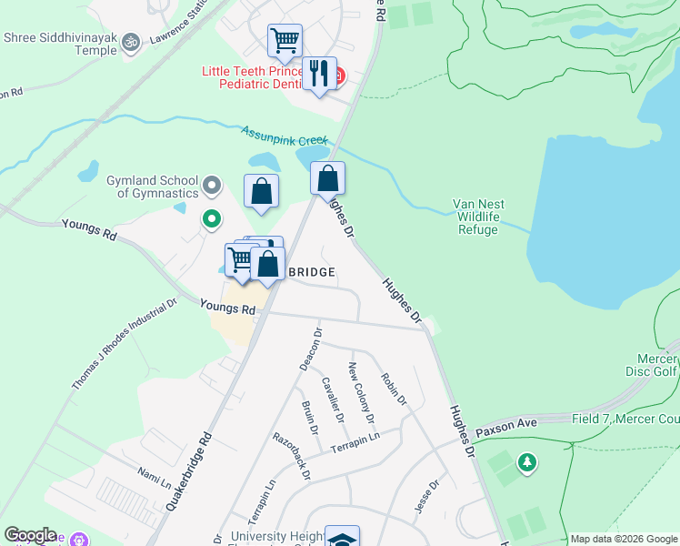 map of restaurants, bars, coffee shops, grocery stores, and more near 17 Colony Drive in Hamilton Township