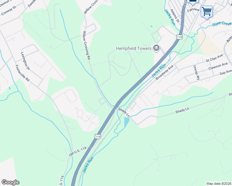 map of restaurants, bars, coffee shops, grocery stores, and more near 711 U.S. 119 in Greensburg