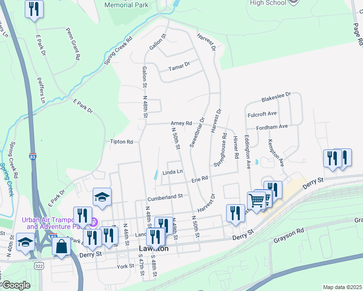 map of restaurants, bars, coffee shops, grocery stores, and more near 461 North 50th Street in Harrisburg