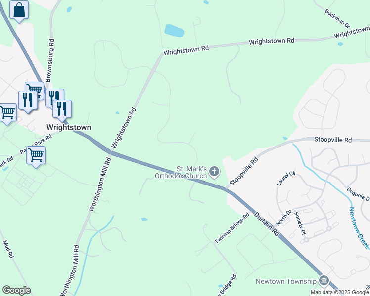 map of restaurants, bars, coffee shops, grocery stores, and more near 273 Jane Chapman Drive East in Newtown