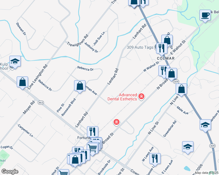 map of restaurants, bars, coffee shops, grocery stores, and more near 2235 Lenhart Road in Colmar