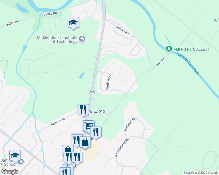 map of restaurants, bars, coffee shops, grocery stores, and more near 1651 Deer Run Drive in Jamison