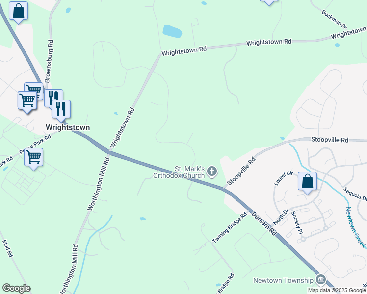 map of restaurants, bars, coffee shops, grocery stores, and more near 273 Jane Chapman Drive East in Newtown