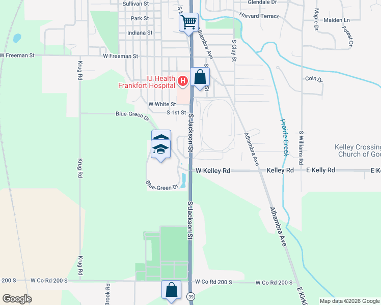 map of restaurants, bars, coffee shops, grocery stores, and more near 1802 South Jackson Street in Frankfort
