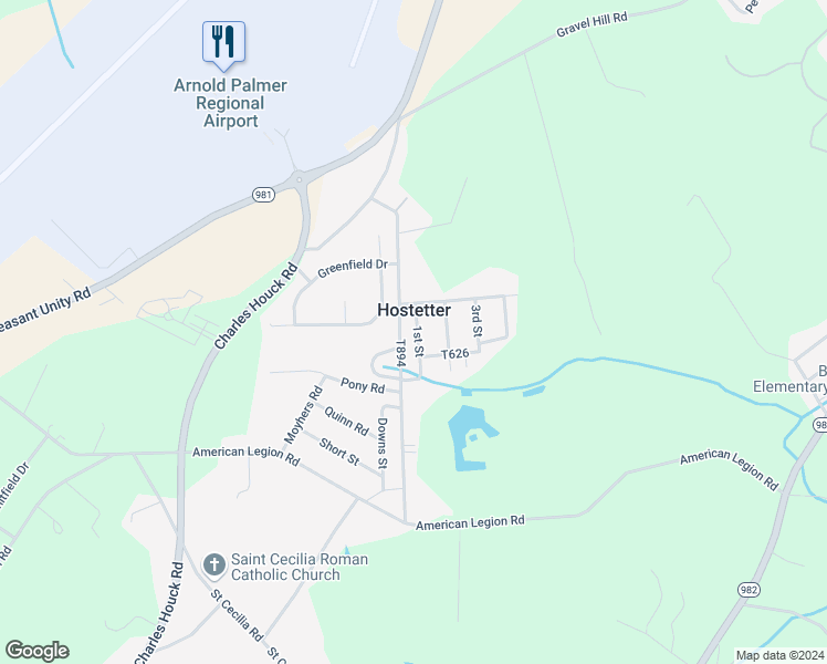 map of restaurants, bars, coffee shops, grocery stores, and more near in Hostetter