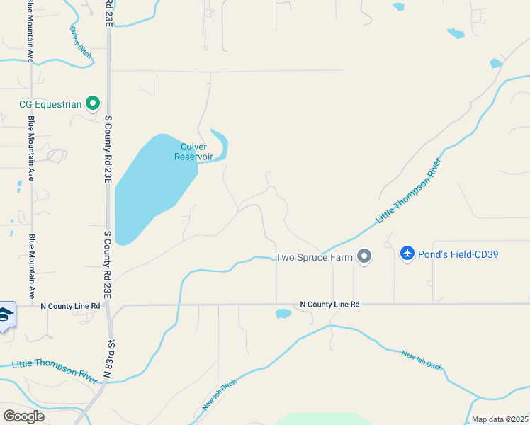map of restaurants, bars, coffee shops, grocery stores, and more near 2532 Little Thompson Drive in Berthoud