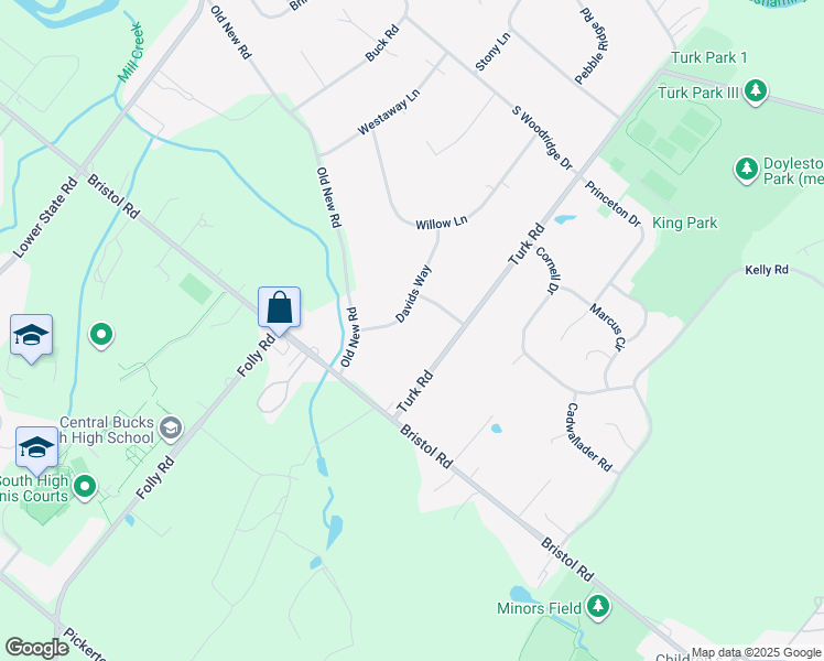 map of restaurants, bars, coffee shops, grocery stores, and more near 71 Davids Way in Warrington