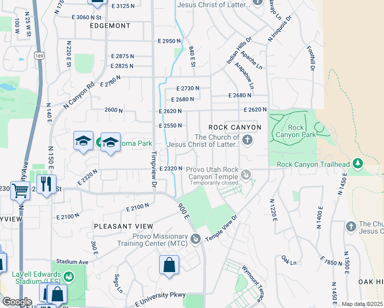 map of restaurants, bars, coffee shops, grocery stores, and more near 777 Walnut Avenue in Provo