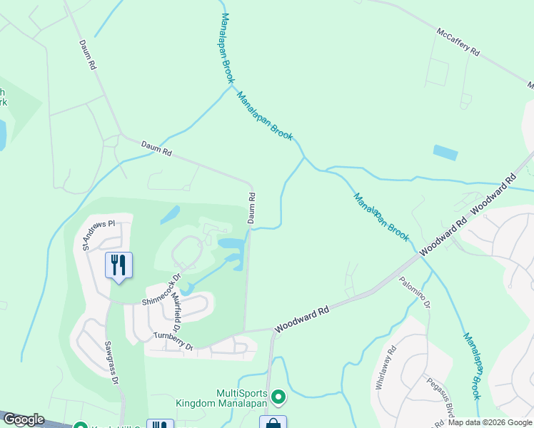 map of restaurants, bars, coffee shops, grocery stores, and more near 42A Daum Road in Manalapan Township