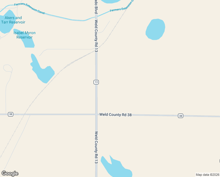 map of restaurants, bars, coffee shops, grocery stores, and more near 18183 County Road 13 in Johnstown