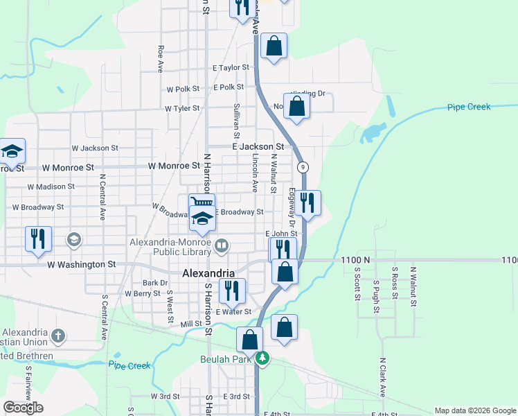 map of restaurants, bars, coffee shops, grocery stores, and more near 405 Lincoln Avenue in Alexandria