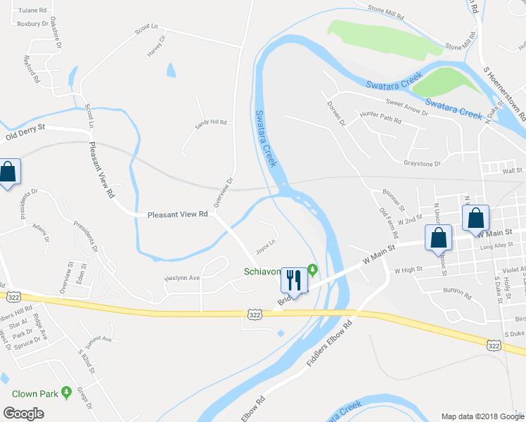 map of restaurants, bars, coffee shops, grocery stores, and more near 9147 Joyce Lane in Hummelstown