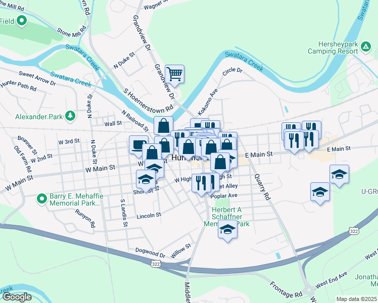map of restaurants, bars, coffee shops, grocery stores, and more near in Hummelstown