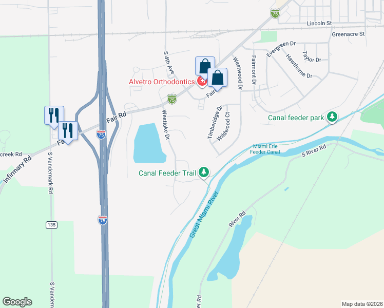 map of restaurants, bars, coffee shops, grocery stores, and more near Ontario Court in Sidney