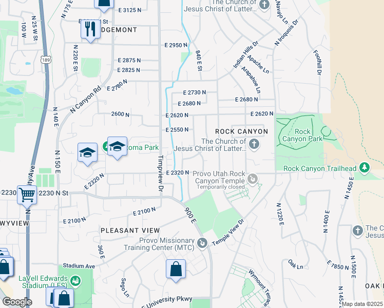 map of restaurants, bars, coffee shops, grocery stores, and more near 777 Walnut Avenue in Provo