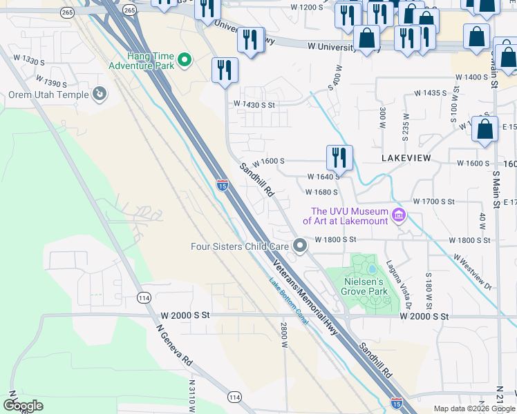 map of restaurants, bars, coffee shops, grocery stores, and more near in Orem