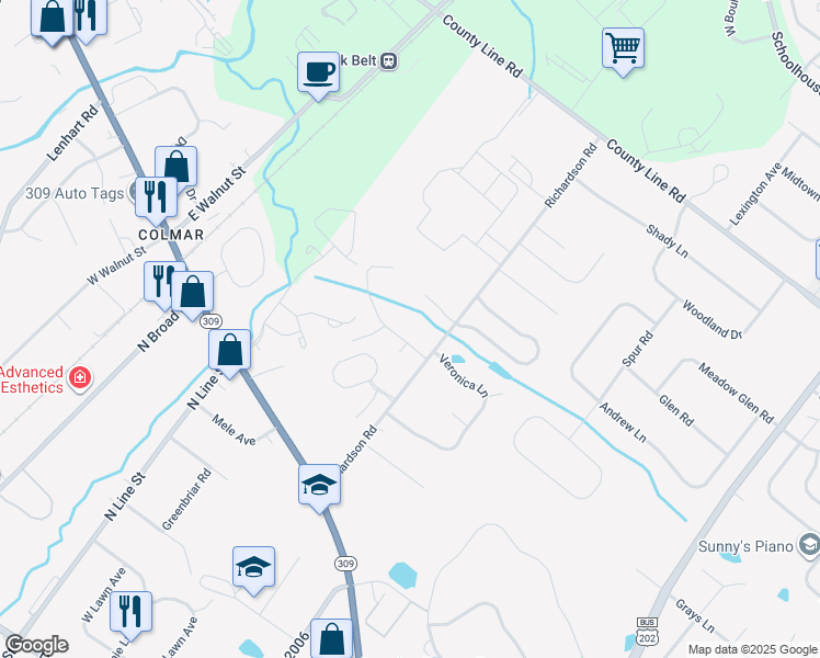 map of restaurants, bars, coffee shops, grocery stores, and more near 120 Crystal Road in Colmar