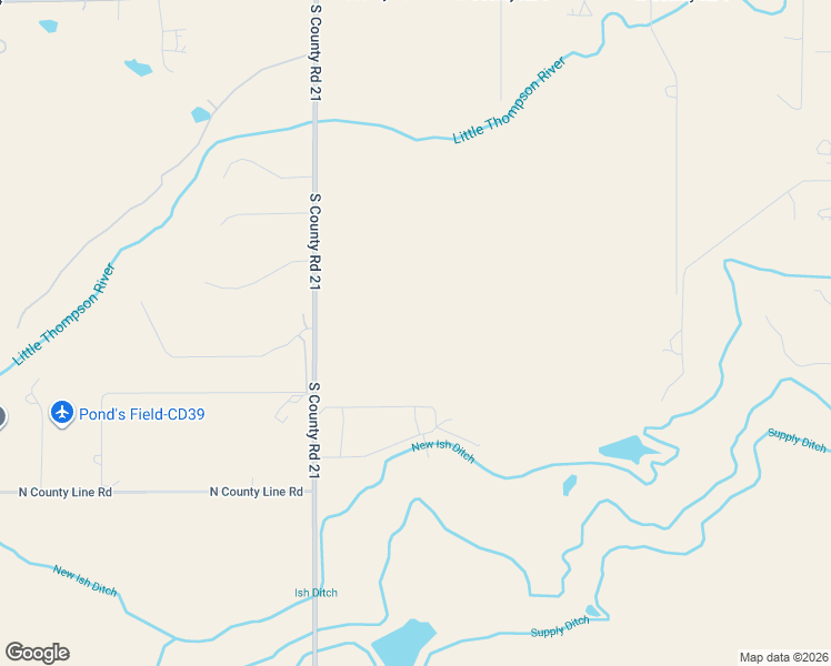 map of restaurants, bars, coffee shops, grocery stores, and more near 2922 Center Ridge Drive in Berthoud