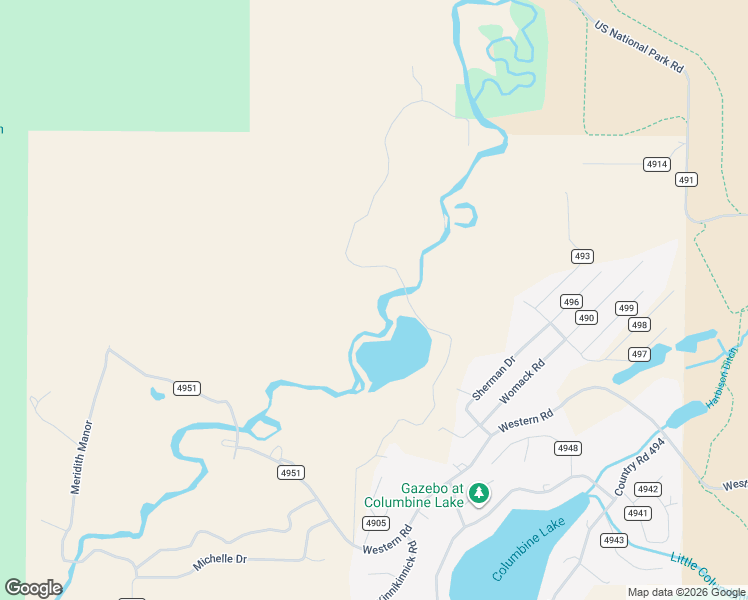 map of restaurants, bars, coffee shops, grocery stores, and more near 141 County Road 496 in Grand Lake