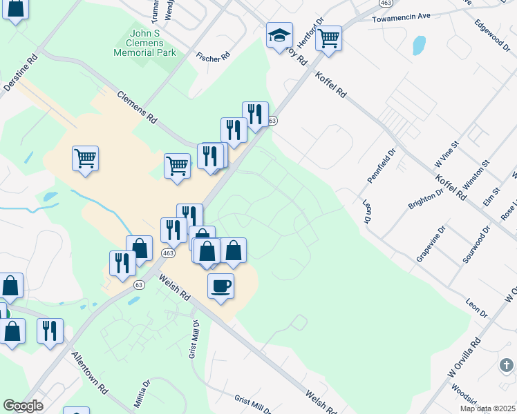 map of restaurants, bars, coffee shops, grocery stores, and more near 221 Forty Foot Road in Hatfield