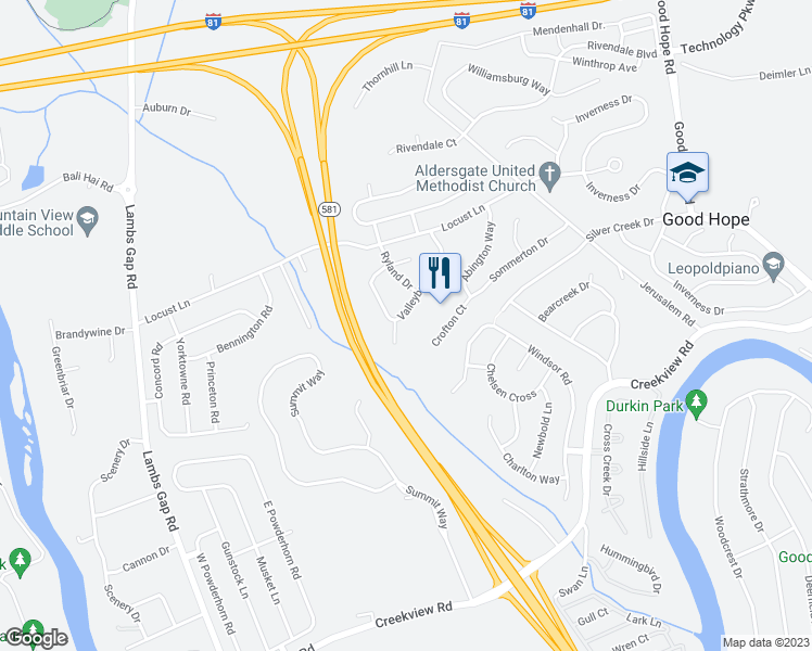 map of restaurants, bars, coffee shops, grocery stores, and more near 6307 Valleybrook Drive in Mechanicsburg