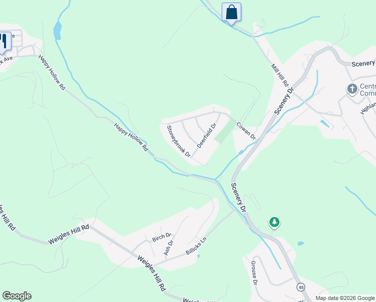 map of restaurants, bars, coffee shops, grocery stores, and more near 419 Stoneybrook Drive in Elizabeth