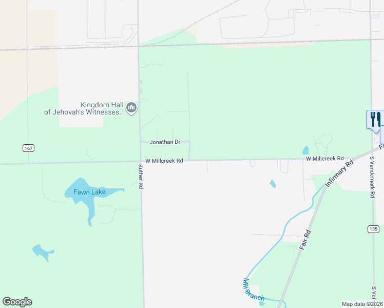 map of restaurants, bars, coffee shops, grocery stores, and more near 2880 West Millcreek Road in Sidney