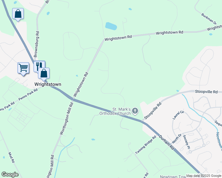 map of restaurants, bars, coffee shops, grocery stores, and more near 264 Jane Chapman Drive East in Newtown