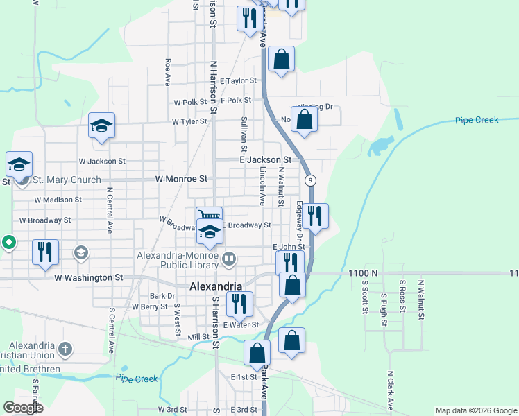 map of restaurants, bars, coffee shops, grocery stores, and more near 405 Lincoln Avenue in Alexandria