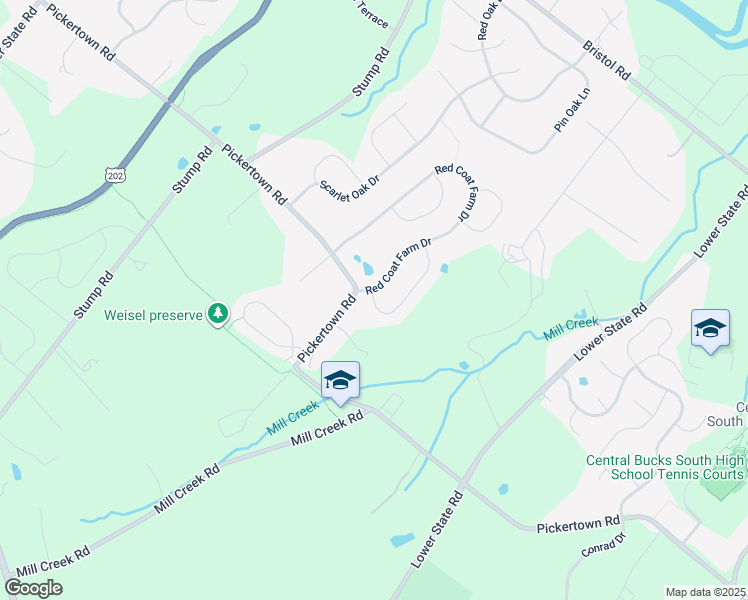 map of restaurants, bars, coffee shops, grocery stores, and more near 3474 Pond View Drive in Chalfont