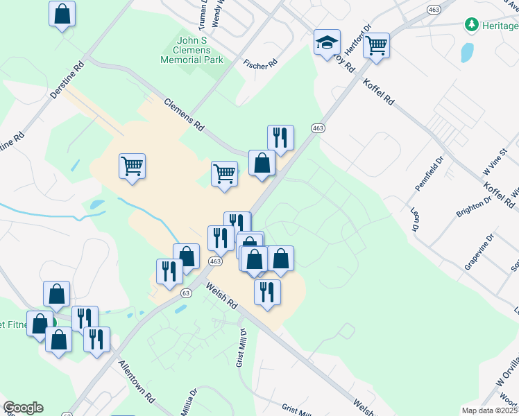 map of restaurants, bars, coffee shops, grocery stores, and more near 221 Forty Foot Road in Hatfield