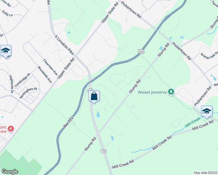 map of restaurants, bars, coffee shops, grocery stores, and more near 121 Statesman Road in Chalfont