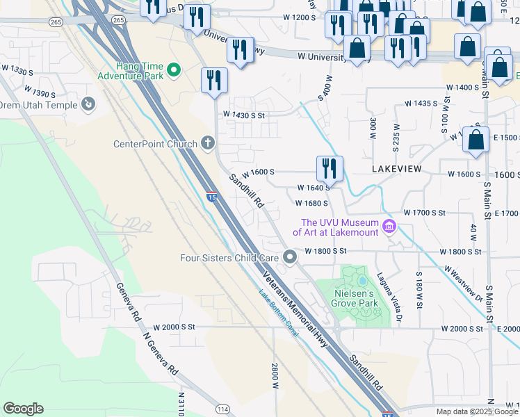 map of restaurants, bars, coffee shops, grocery stores, and more near in Orem