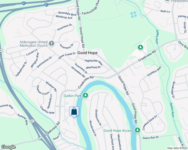 map of restaurants, bars, coffee shops, grocery stores, and more near 5021 Inverness Drive in Mechanicsburg