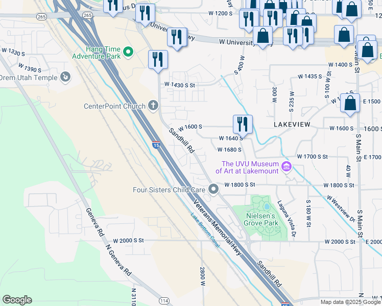 map of restaurants, bars, coffee shops, grocery stores, and more near in Orem