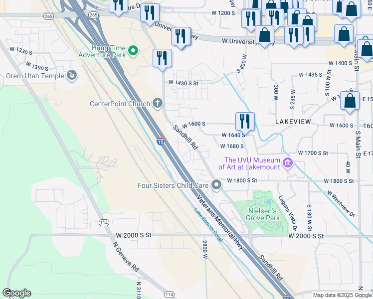 map of restaurants, bars, coffee shops, grocery stores, and more near in Orem