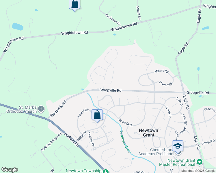 map of restaurants, bars, coffee shops, grocery stores, and more near 51 Magnolia Drive in Newtown