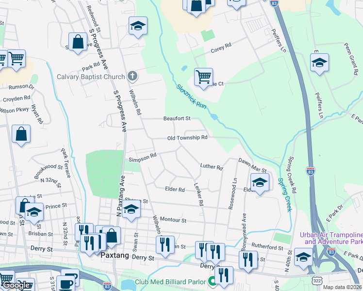 map of restaurants, bars, coffee shops, grocery stores, and more near in Dauphin County