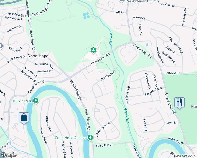 map of restaurants, bars, coffee shops, grocery stores, and more near 1065 Pebble Court in Mechanicsburg